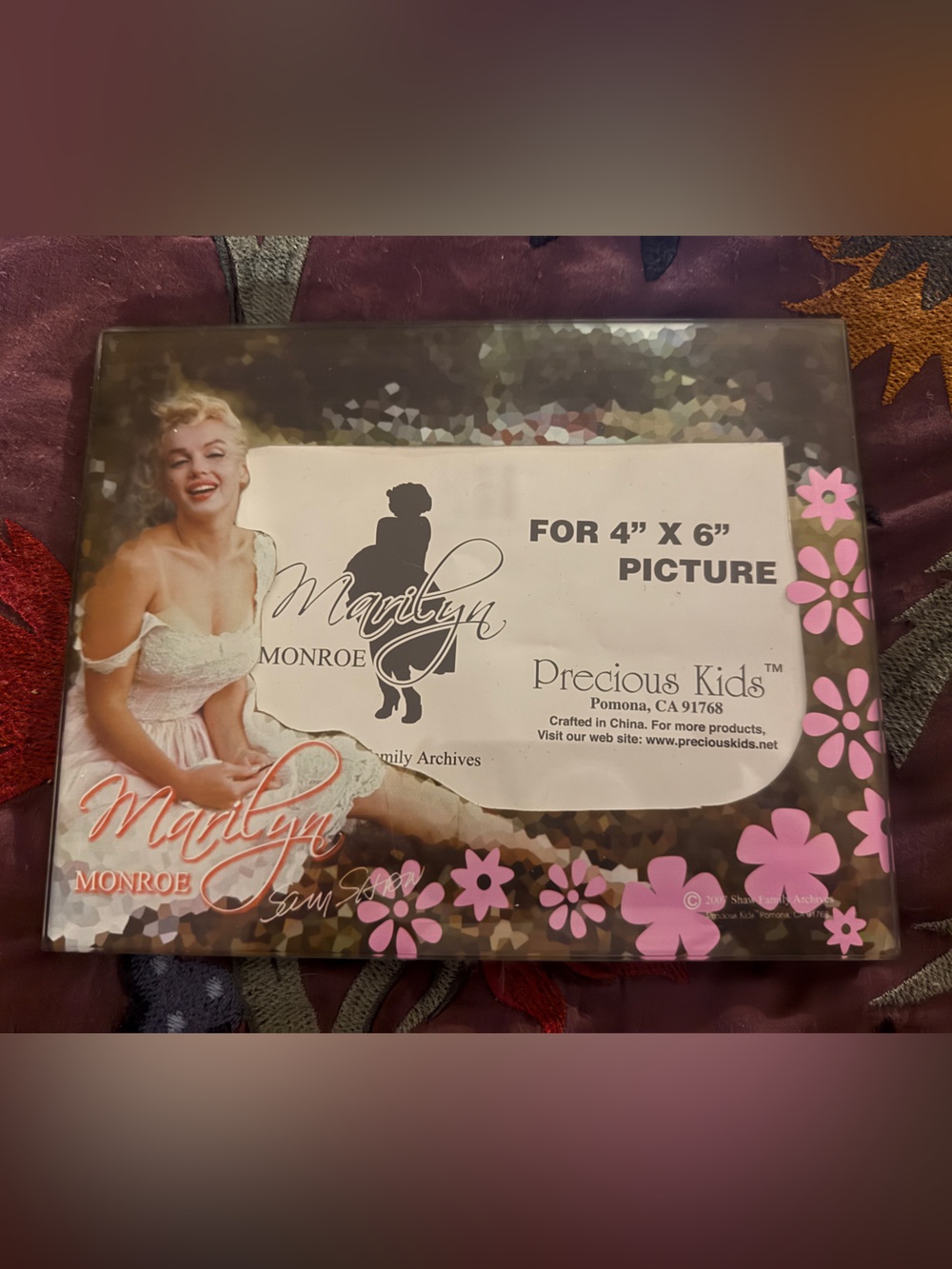 Marilyn Monroe Precious Kids Pink Floral 4x6 Picture Frame